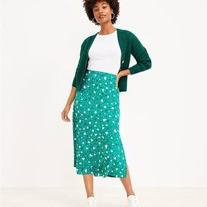 loft green midi skirt with white hearts